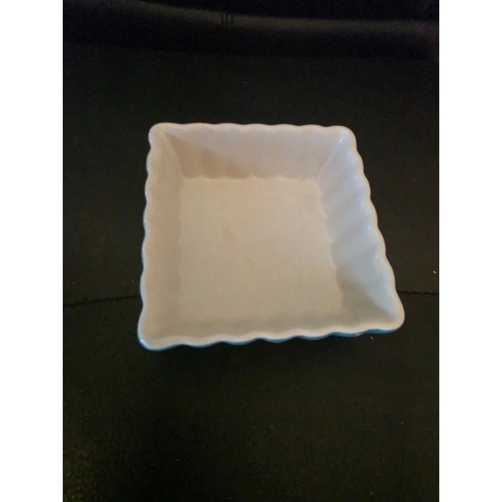 Housewares‎ International Mini Square Fluted Baking Dish Teal Blue/White 4.25
